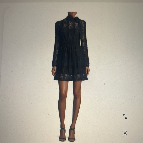 Red Valentino Navy Blue Lace Dress with Tie Neck - Picture 9 of 14